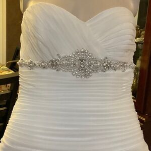 Elegant White Wedding Dress with Silver Embellishments
